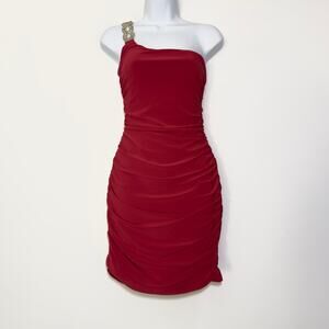 TABOO Vintage Y2K One Sleeve Red Bodycon Dress   Size M Medium